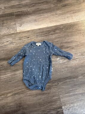 Rabbit + Bear Blue Star Ribbed Long-Sleeve One-Piece